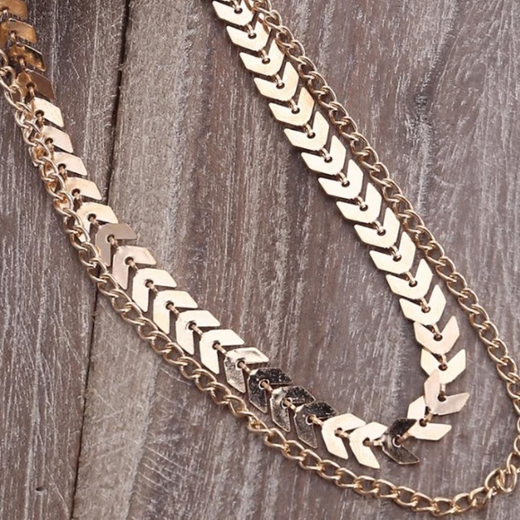 Adjustable Double Layered Chevron Gold Choker SOLD - Picture 5 of 5
